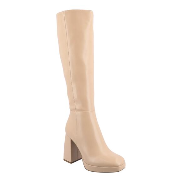 Journee Collection Shoes - Journee Women's Mylah Platform Block Heel Knee High Boots Beige Size 8 1/2
